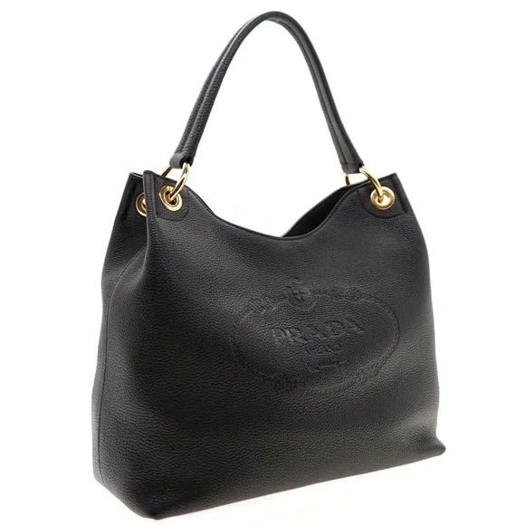 【PRADA】PHENIX HOBO BAG PRADA Vitello Phenix Zippered Messenger Hobo Black 1193676